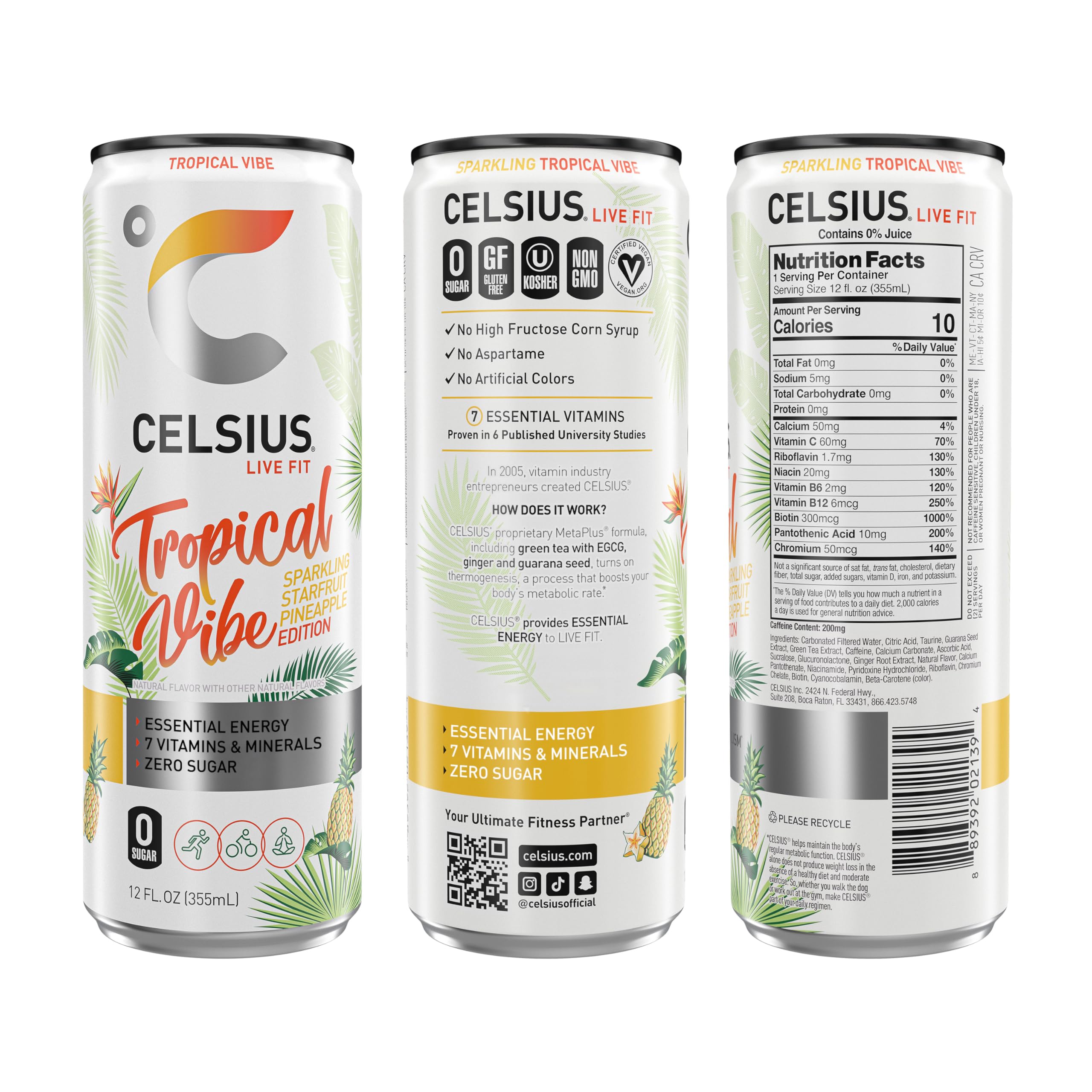 CELSIUS lata primer plano del envase mostrando etiqueta y metales brillantes