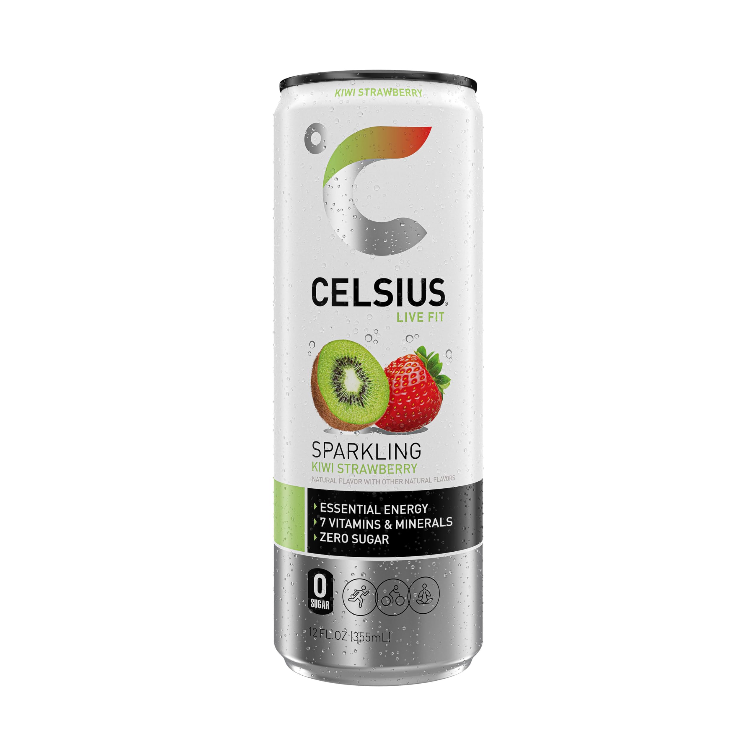 CELSIUS lata junto a equipo de gimnasio, energía antes del entrenamiento