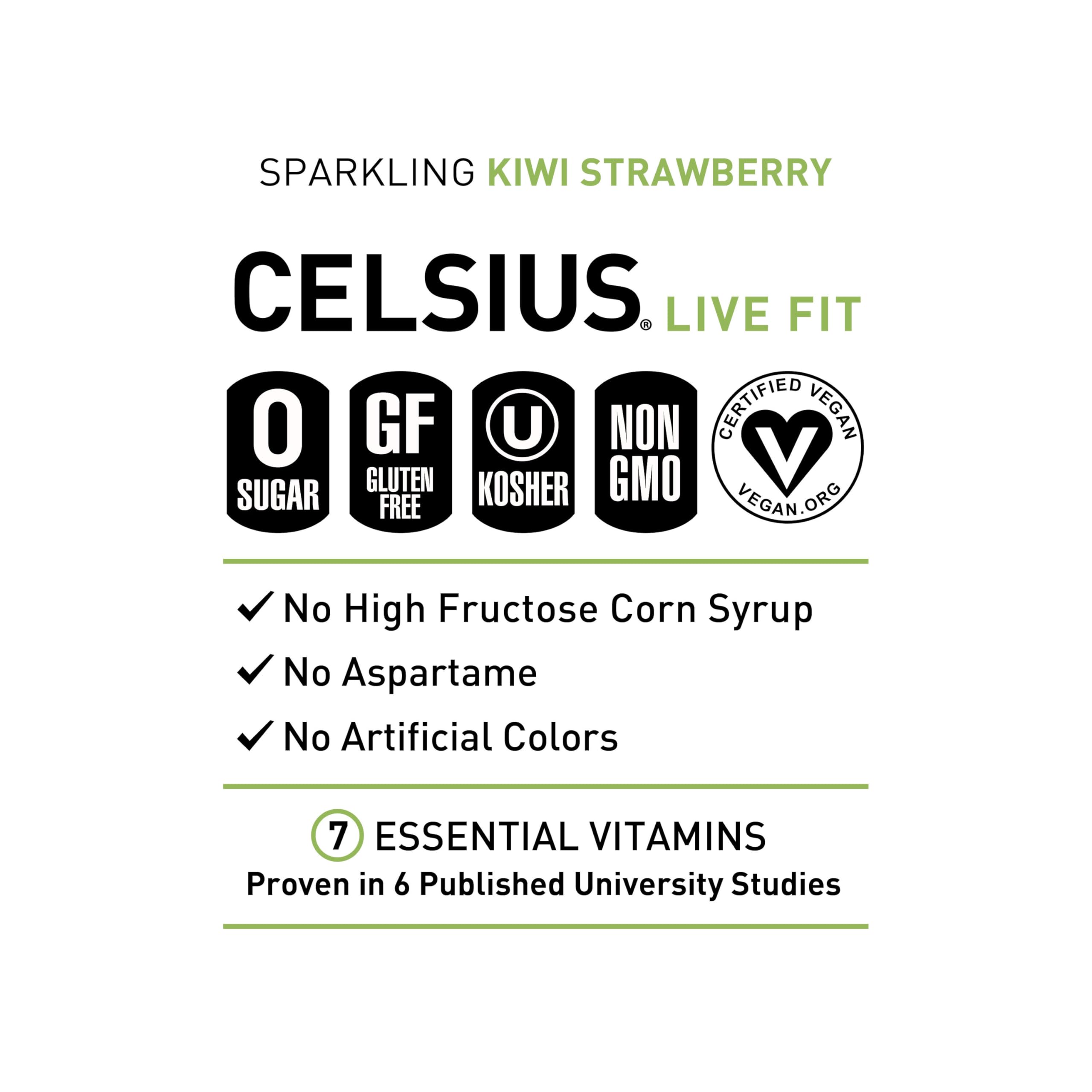 CELSIUS paquete de 12 latas para conveniencia y almacenamiento