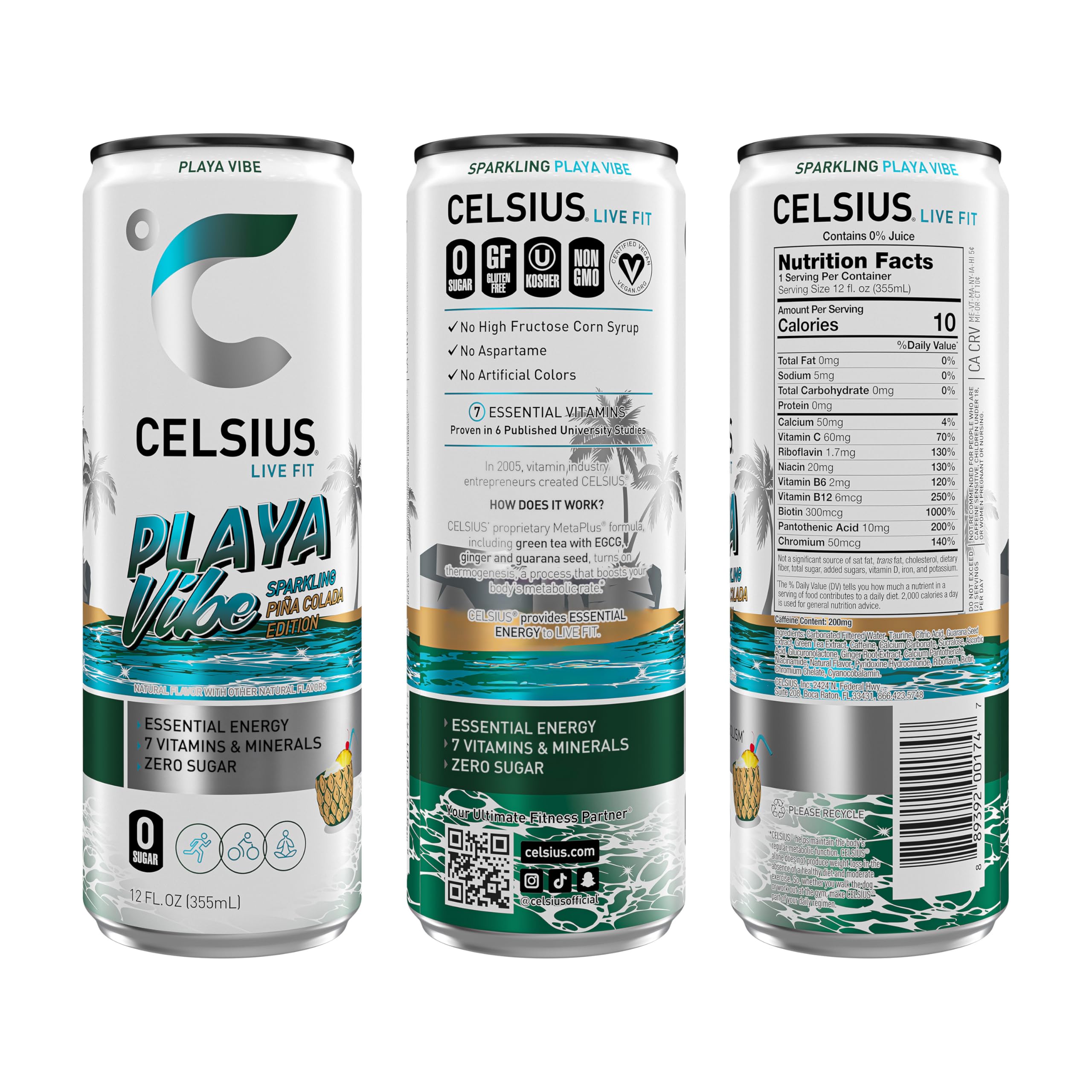 CELSIUS pack de 12 latas Playa Vibe ideal para conveniencia