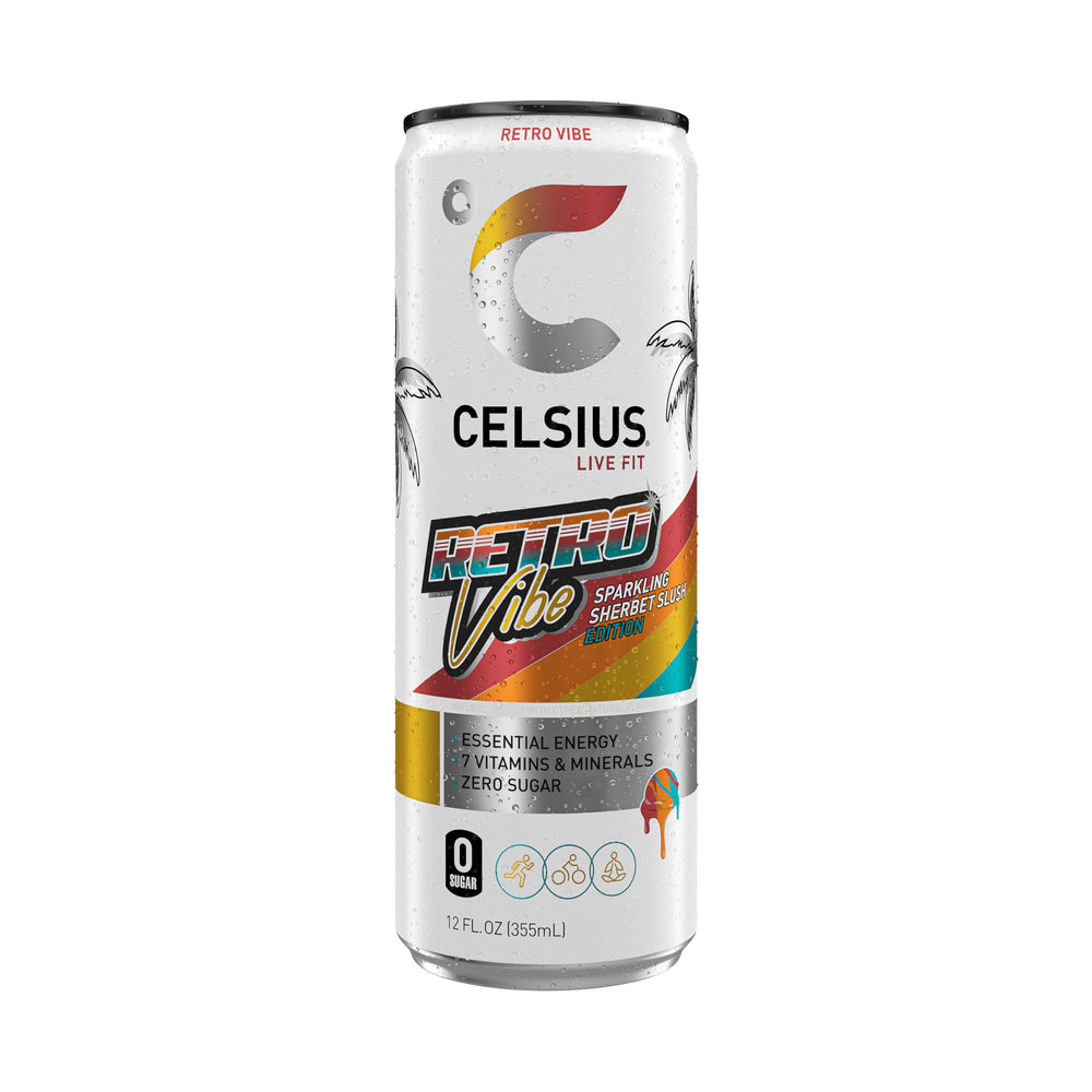 CELSIUS etiqueta detallada mostrando ingredientes y vitaminas