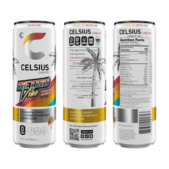 CELSIUS burbujeo y textura del sherbet resaltando frescura