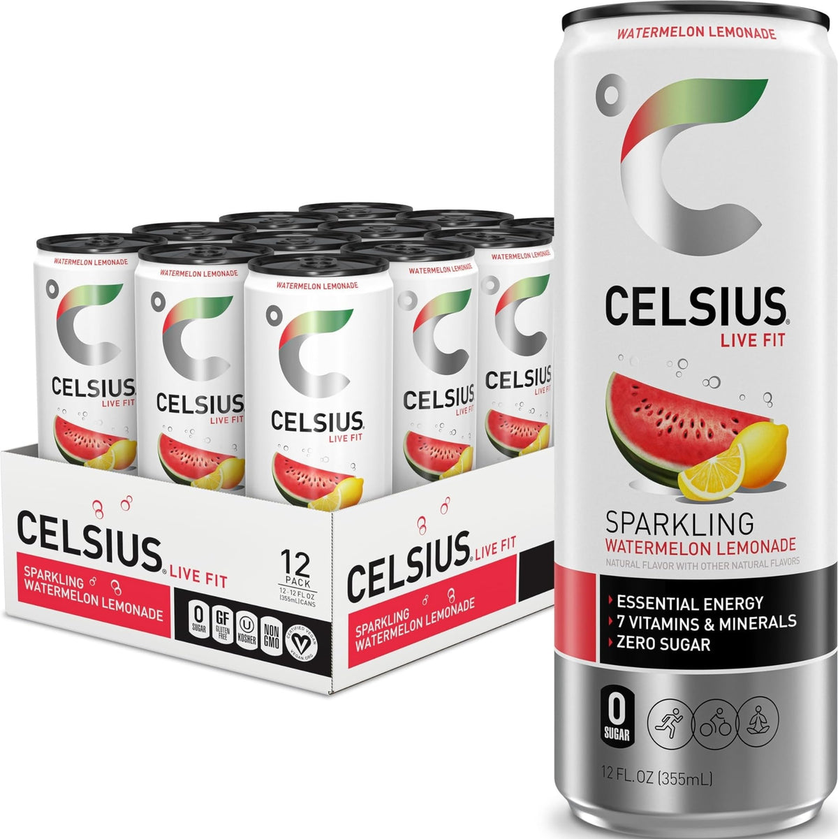CELSIUS lata frontal mostrando diseño y beneficio energético instantáneo