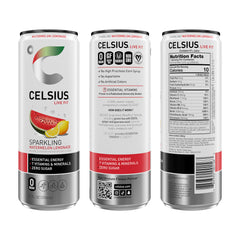 CELSIUS detalle de burbujas y textura que resalta sabor refrescante