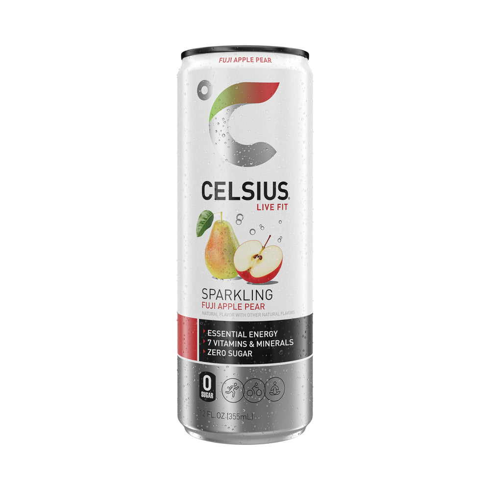 CELSIUS en gimnasio junto a pesa mostrando uso pre-entrenamiento