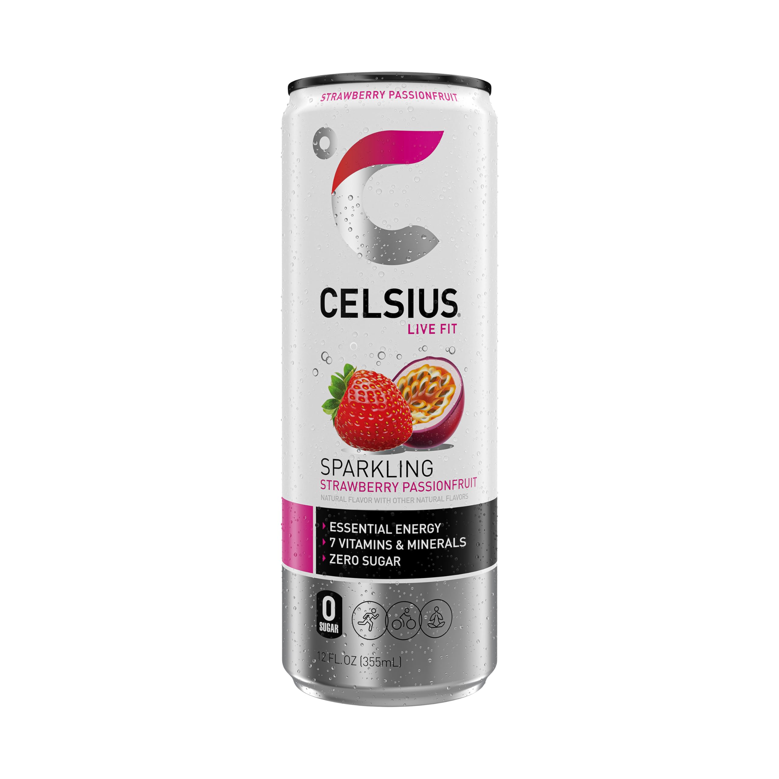 Lata CELSIUS junto a equipo de entrenamiento ilustrando uso antes de ejercicio