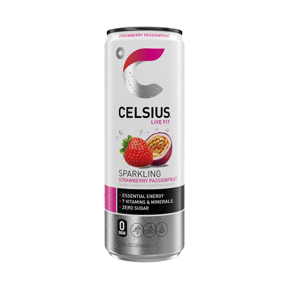 Lata CELSIUS junto a equipo de entrenamiento ilustrando uso antes de ejercicio
