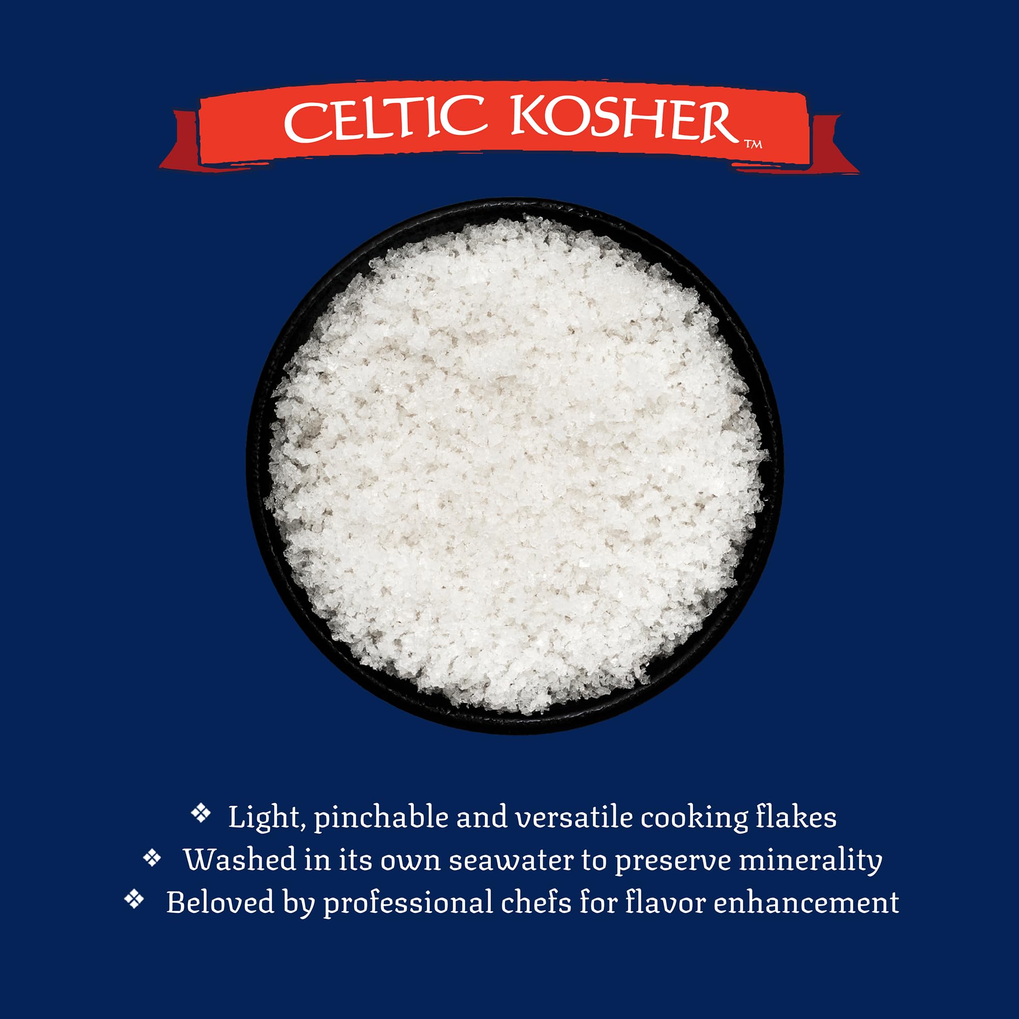 Celtic Sea Salt escamas en mano para control de porción y toque