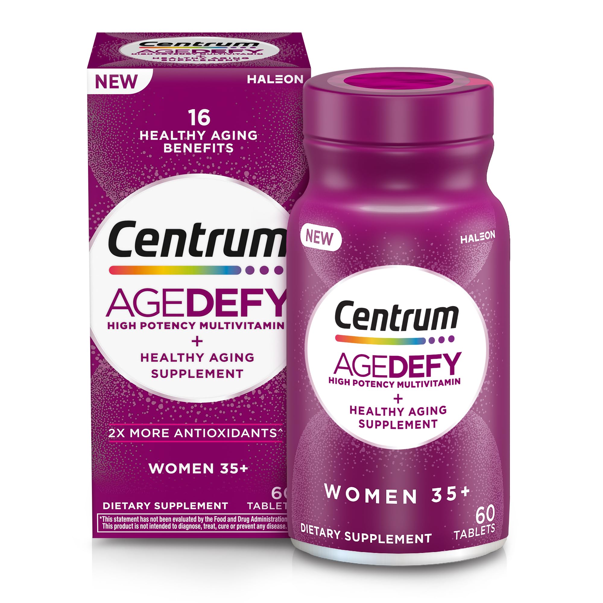 Centrum Age Defy frontal del envase mostrando diseño y tamaño del frasco