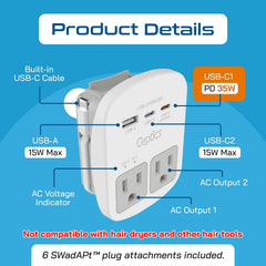 Ceptics cable USB-C incluido conectado a puerto PD 35W para carga rápida