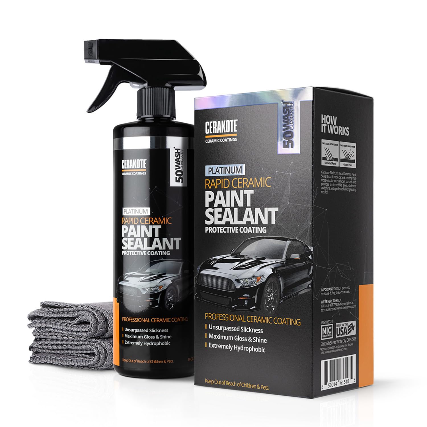 CERAKOTE envase frontal mostrando diseño y capacidad 14 oz, facilita aplicación rápida