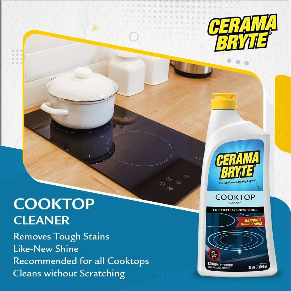 Cerama Bryte junto a raspador para retirar residuos difíciles eficientemente