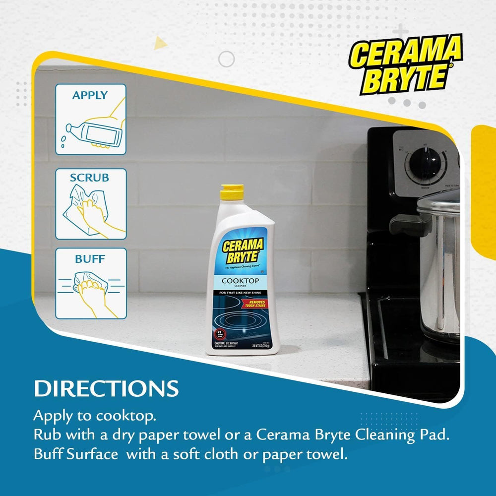 Cerama Bryte textura cremosa en primer plano útil para frotar sin rayar