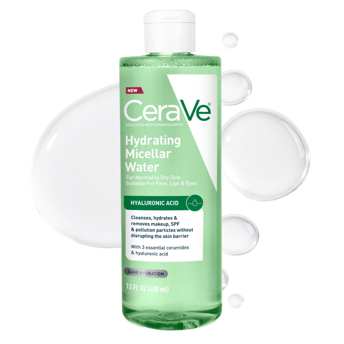 CeraVe frente del envase mostrando 13 oz y beneficios de limpieza
