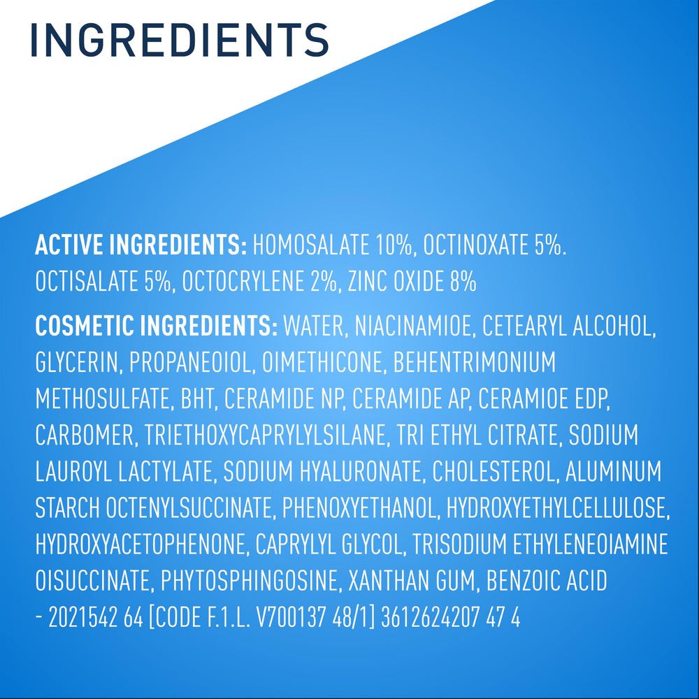 CeraVe primer plano de ingredientes clave como ácido hialurónico