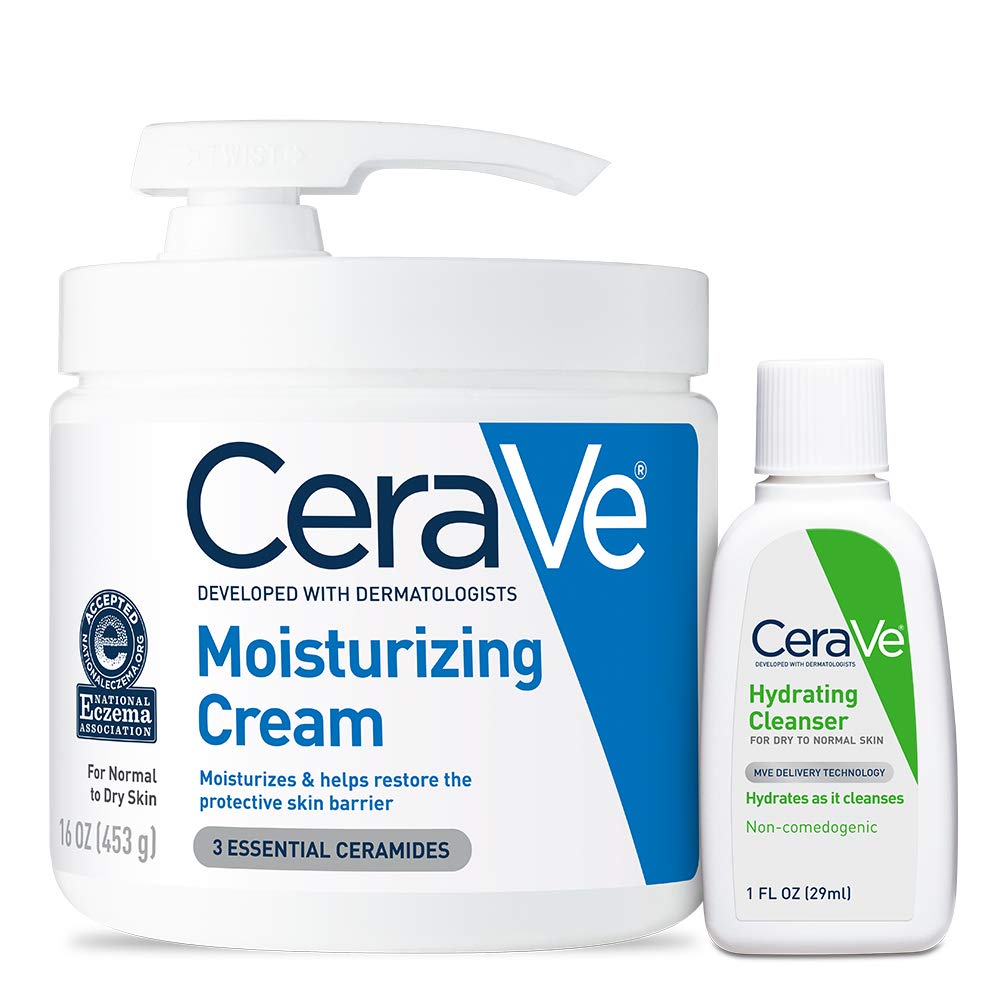 CeraVe crema frontal con dosificador mostrando producto listo para usar y entrega cómoda