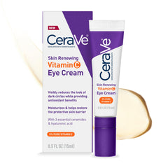 CeraVe crema de ojos frontal mostrando envase y tamaño práctico