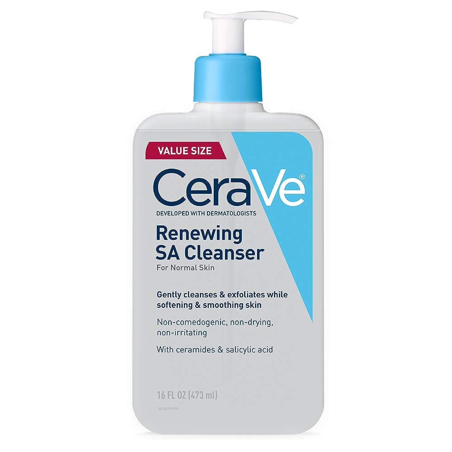 CeraVe vista frontal del envase 16 oz mostrando tamaño y diseño práctico
