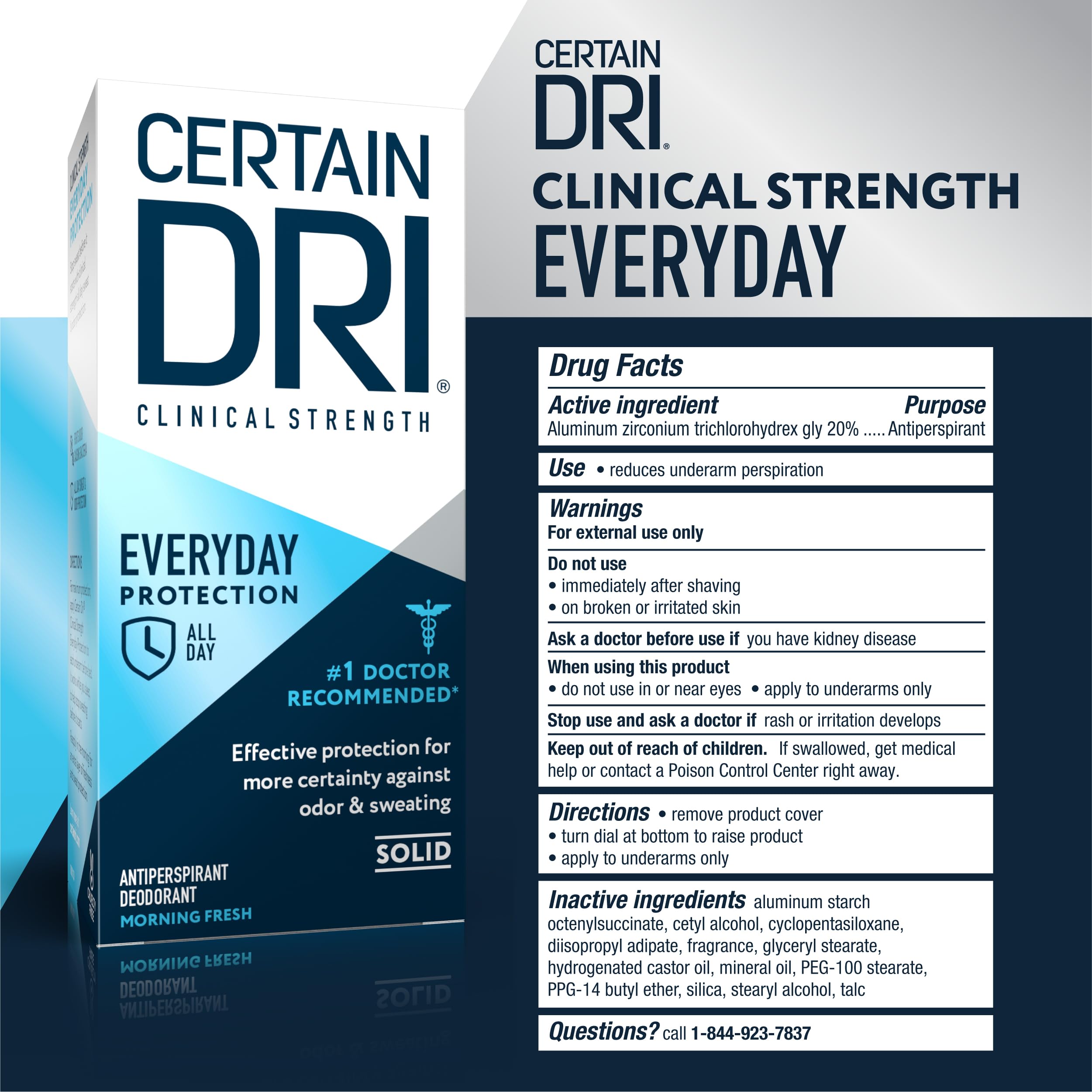Certain Dri etiqueta que destaca 20% aluminio zirconio activo
