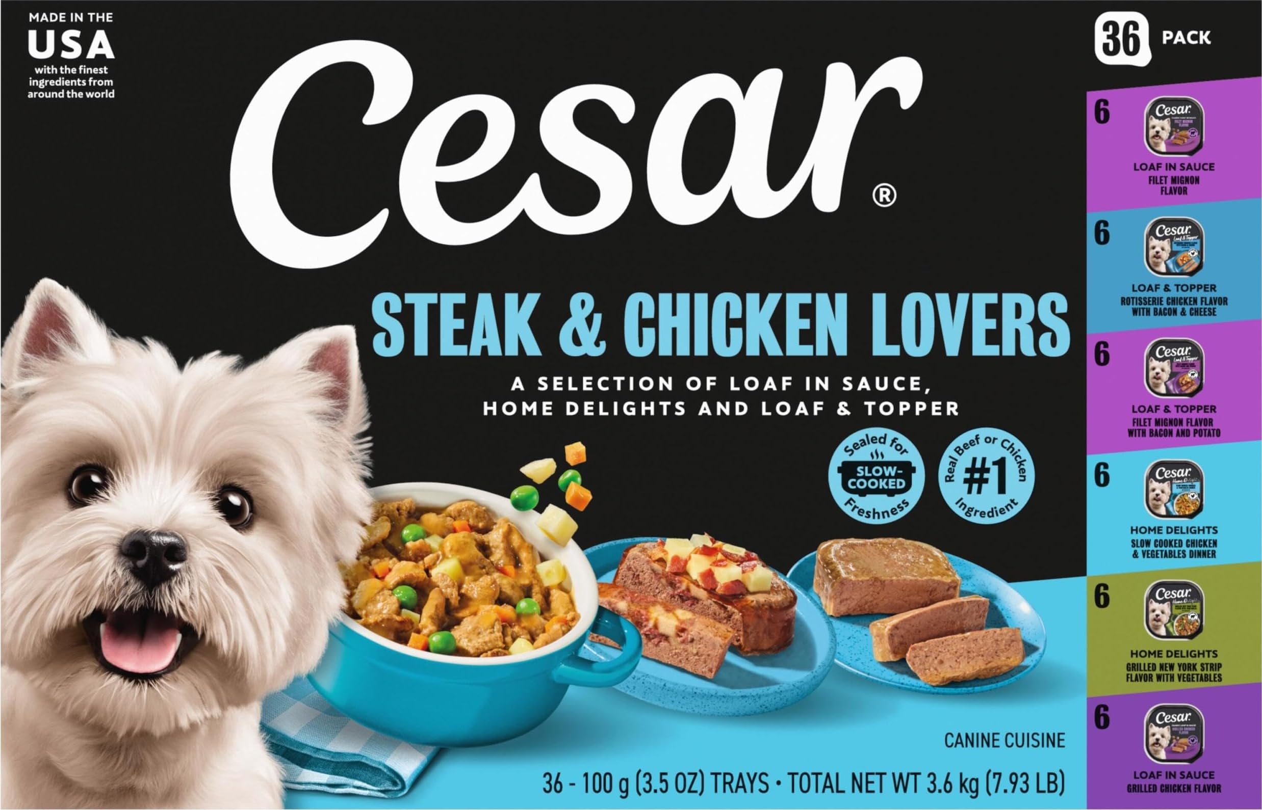 Cesar frontal bandeja Steak & Chicken mostrando presentación apetecible