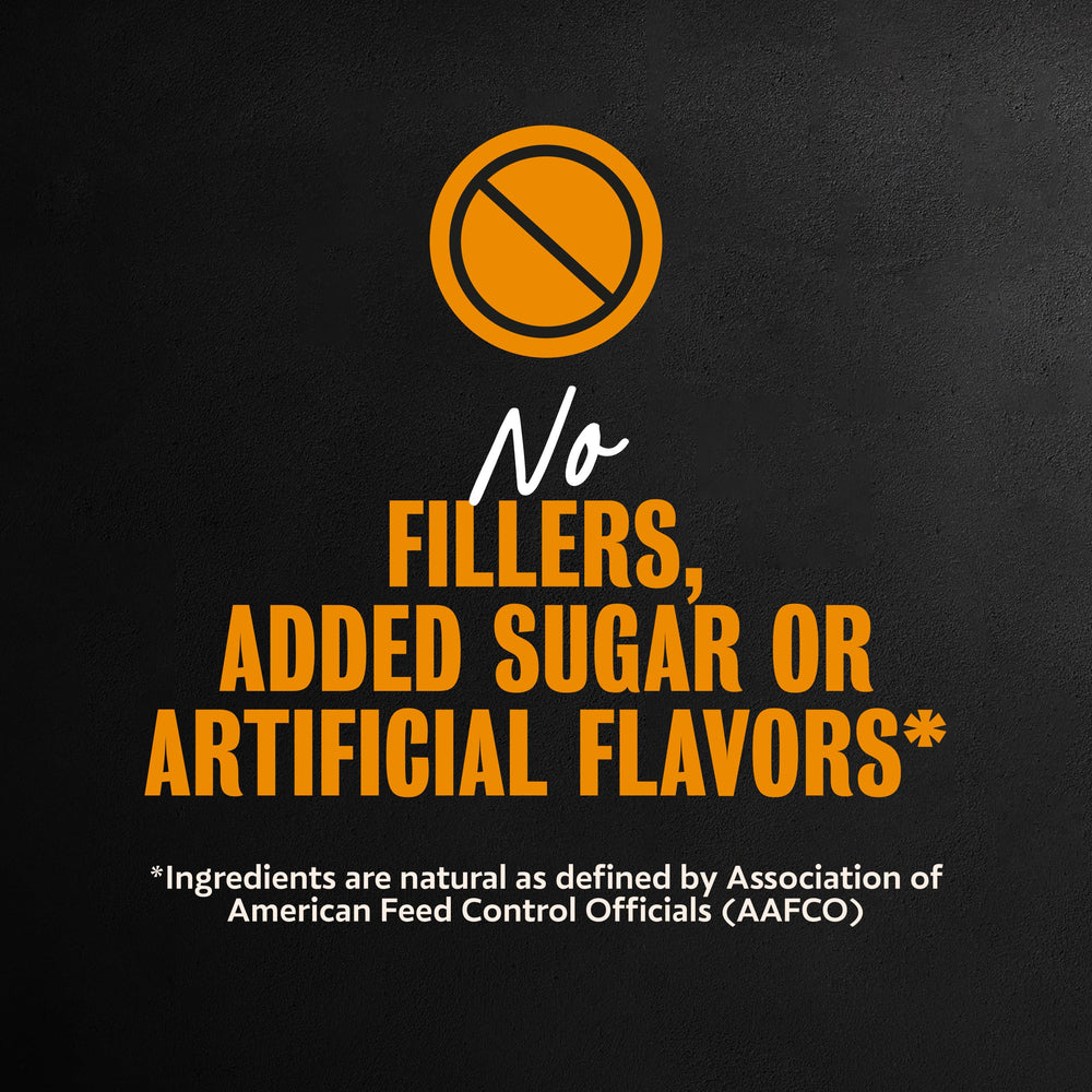 Cesar ingredient label closeup highlighting real chicken as first ingredient and transparency