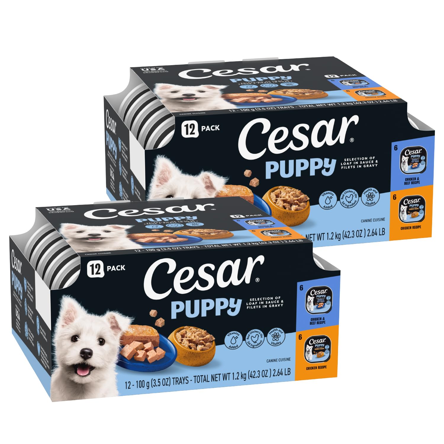 Cesar envase frontal mostrando pack doble y beneficio conveniencia
