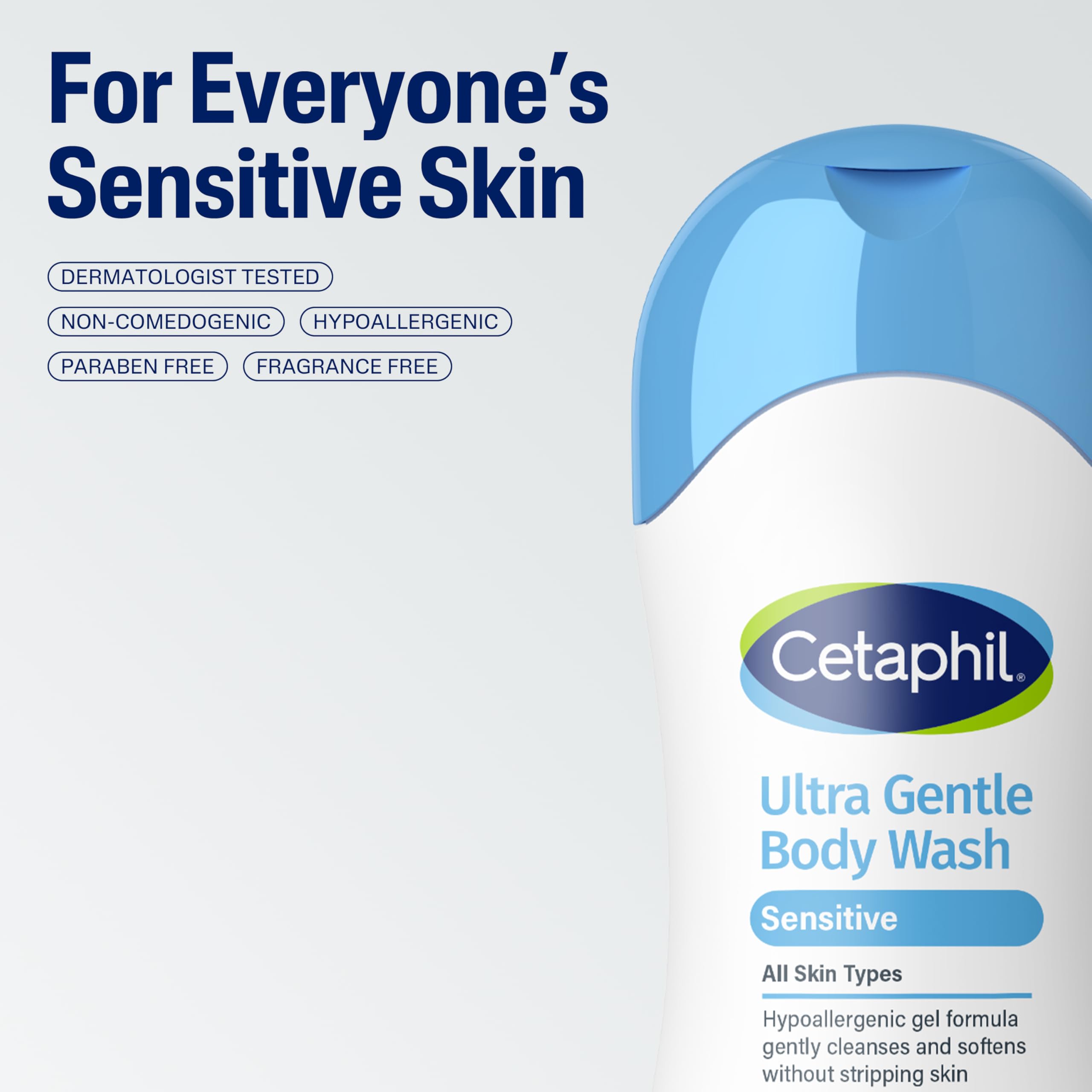 Cetaphil bottle in shower setting showing everyday use and barrier support