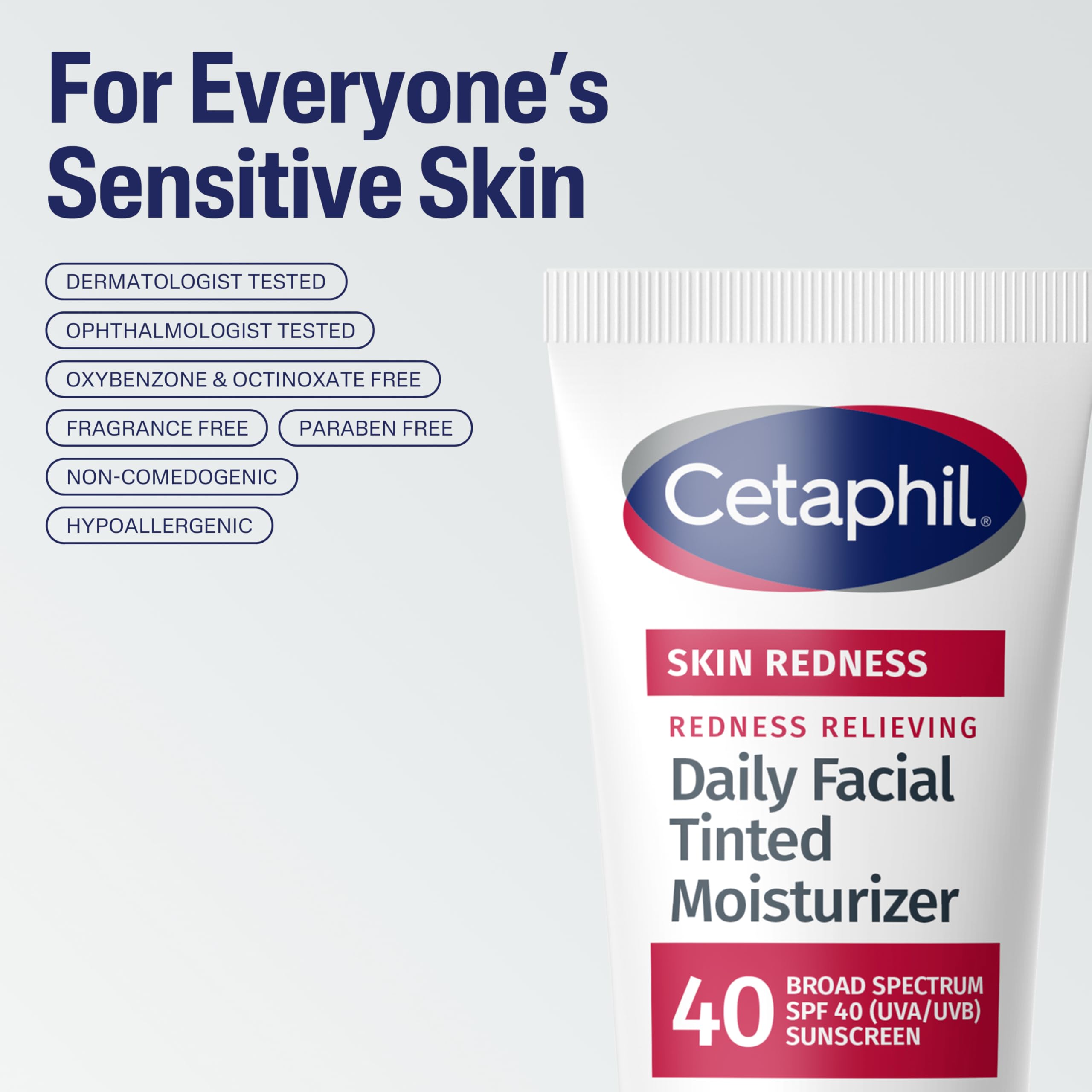 Cetaphil detalle de etiqueta con SPF 40 mostrando protección solar integrada