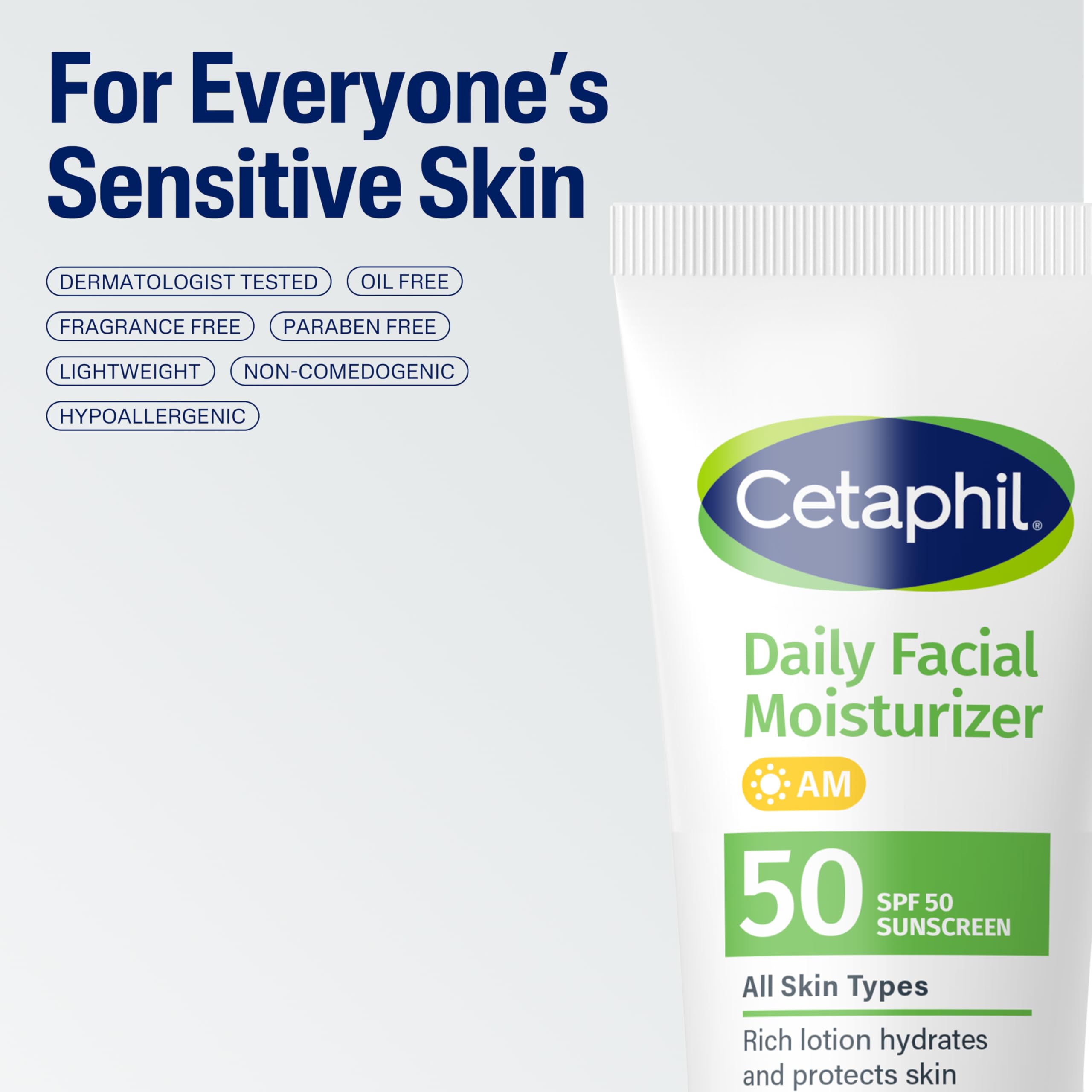 Cetaphil etiqueta que destaca fórmula hipoalergénica sin fragancia