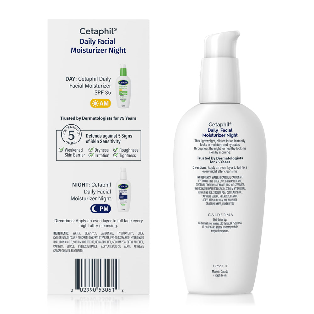 Cetaphil junto a almohada en dormitorio, representa hidratación nocturna restauradora
