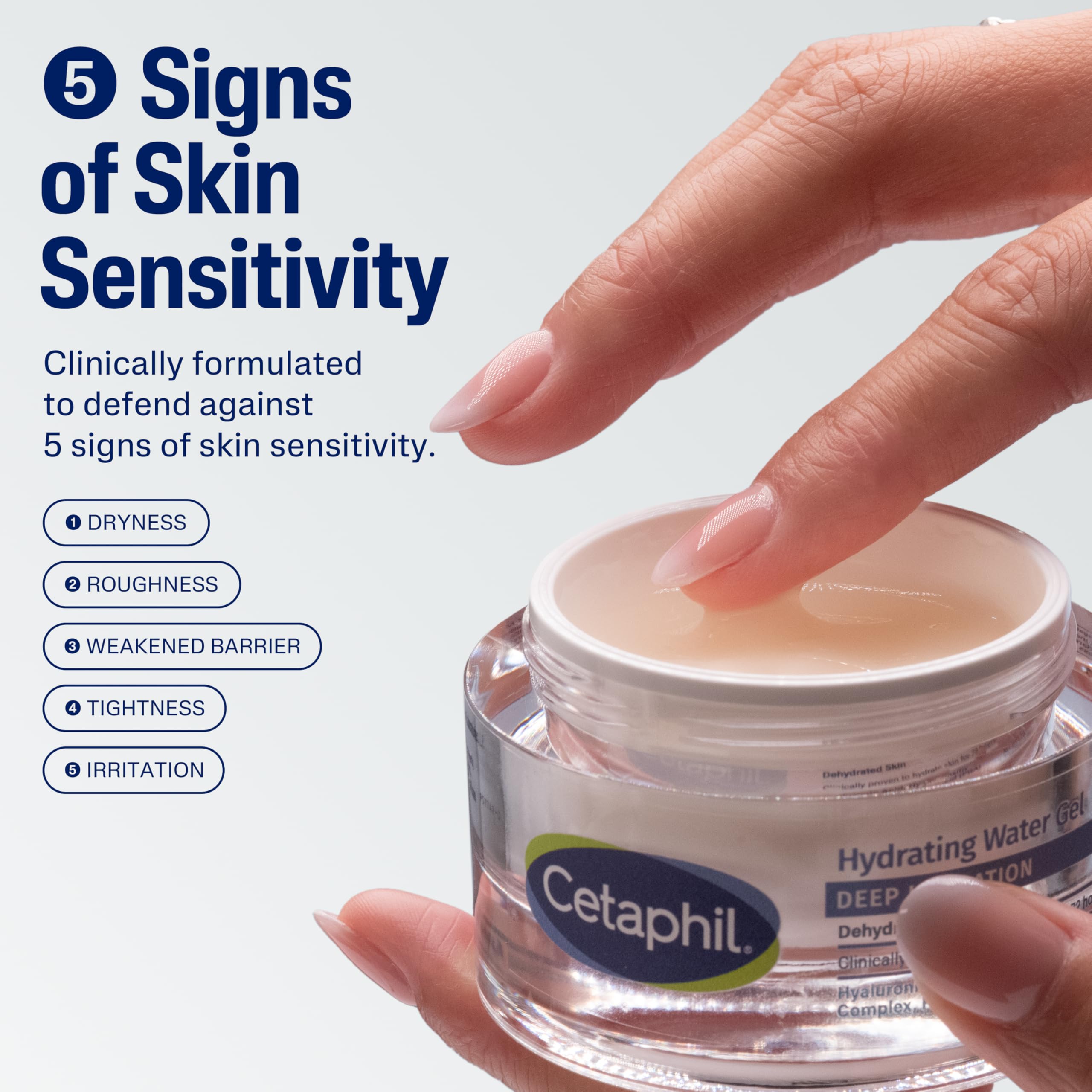 Cetaphil textura en gel fresca visible para absorción ligera y sin grasa