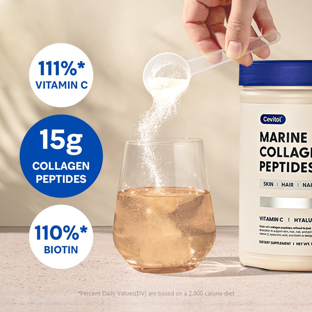 Cevitol etiqueta de ingrediente destacando vitamina C y biotina