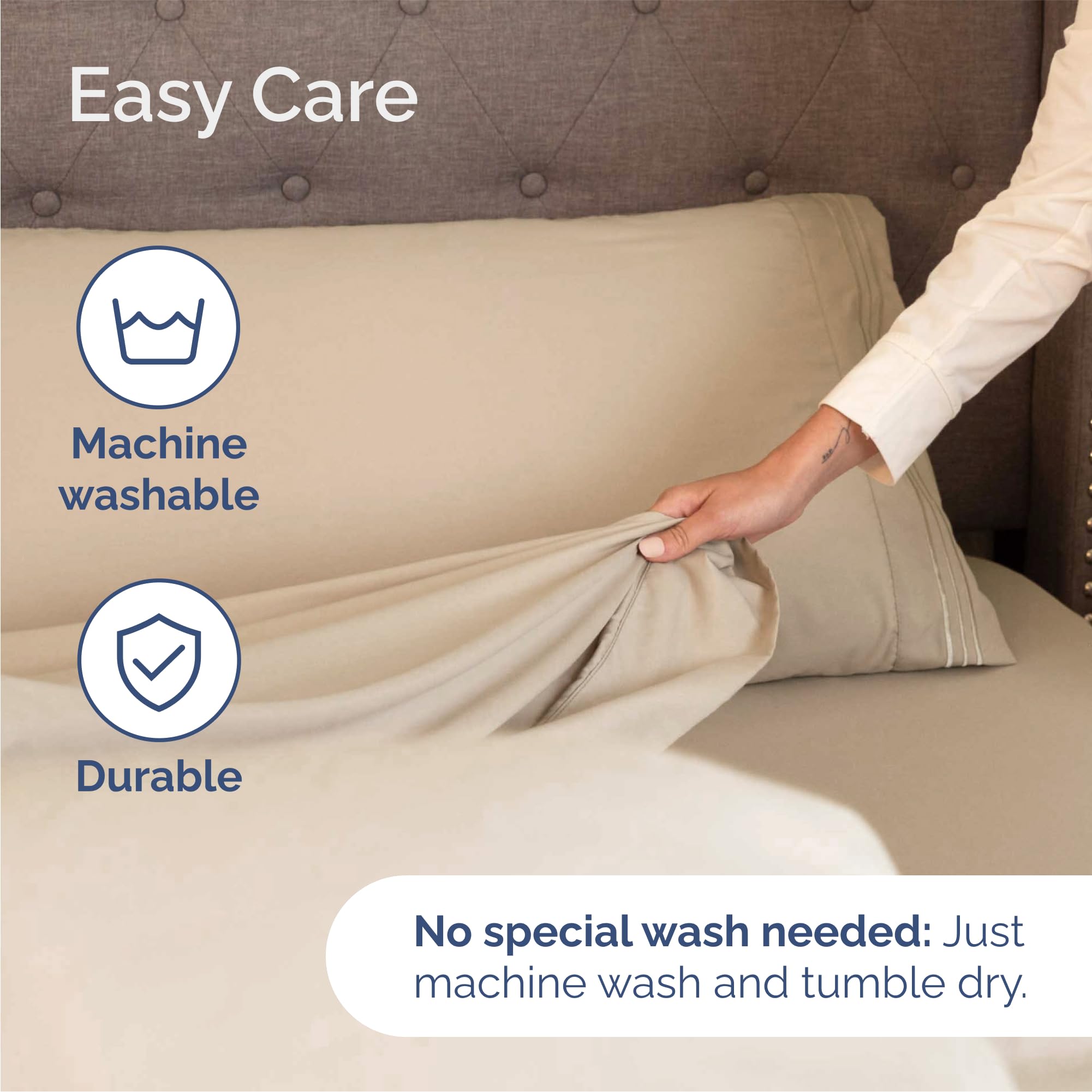 CGK Unlimited cama vestida en dormitorio moderno, ambiente acogedor