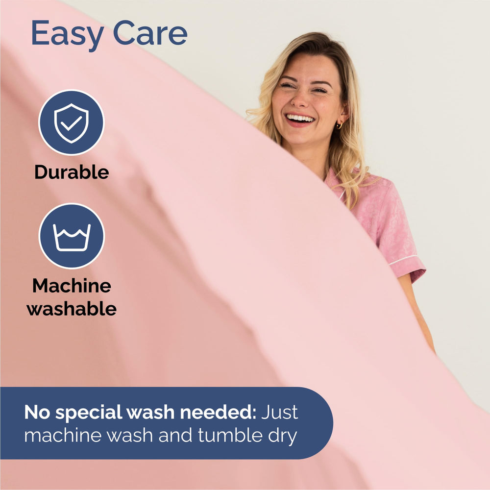 CGK Unlimited ambiente de dormitorio con sábanas baby pink transmitiendo estilo acogedor
