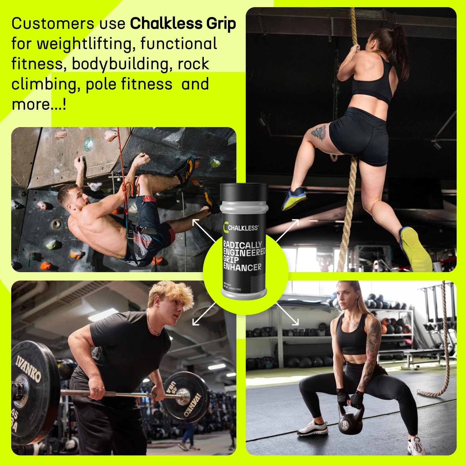 Chalkless etiqueta con instrucciones y lista de beneficios claros
