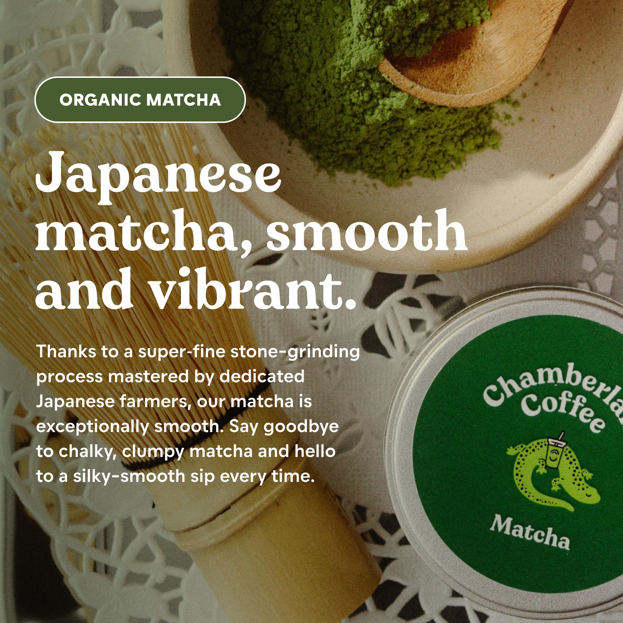 Chamberlain Coffee smoothie verde mostrando integración sin grumos
