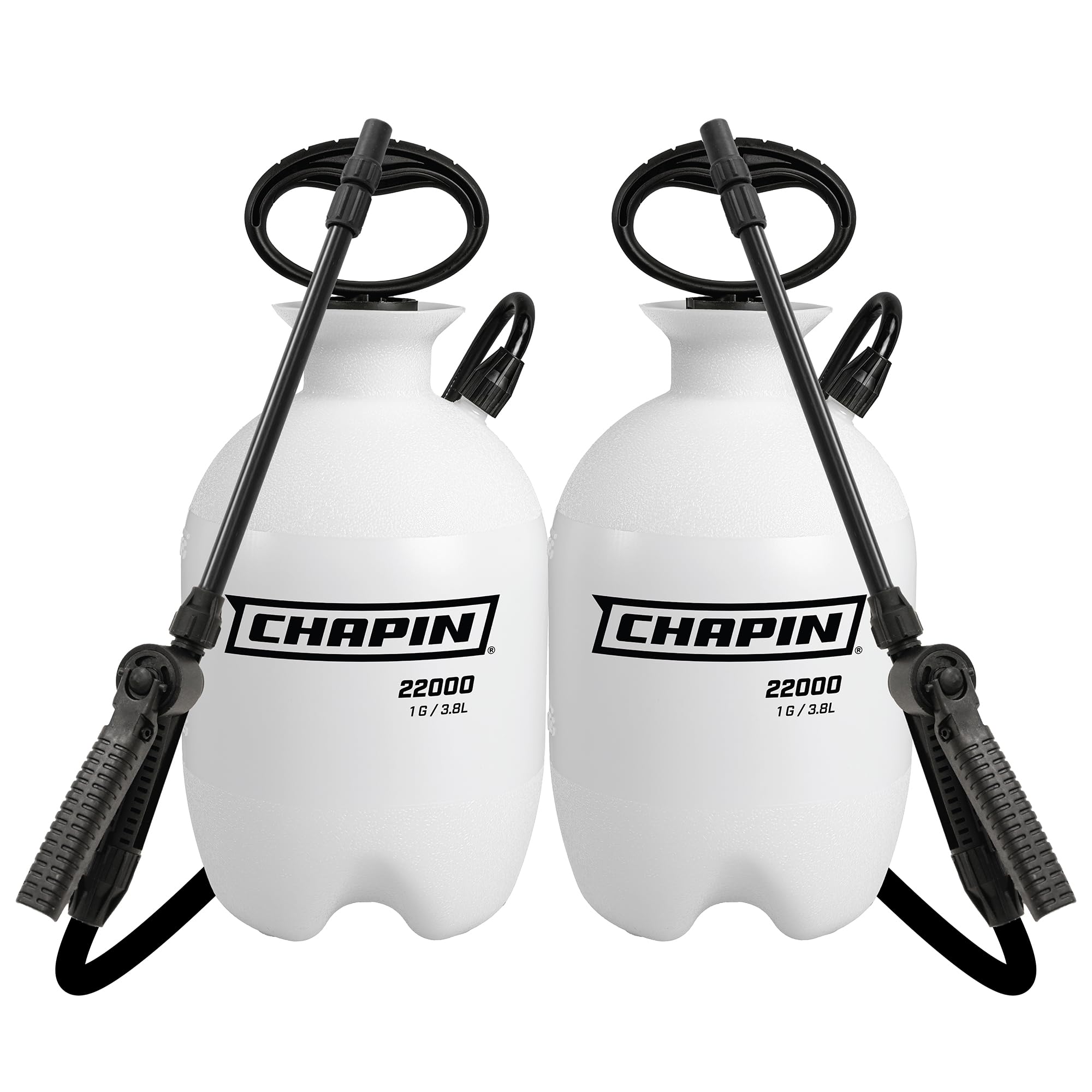 CHAPIN front view of two 1-gallon sprayers showing compact design and portability