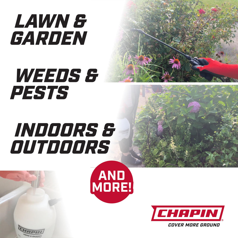 CHAPIN sprayer being used in garden for watering and spot treatments with ergonomic comfort
