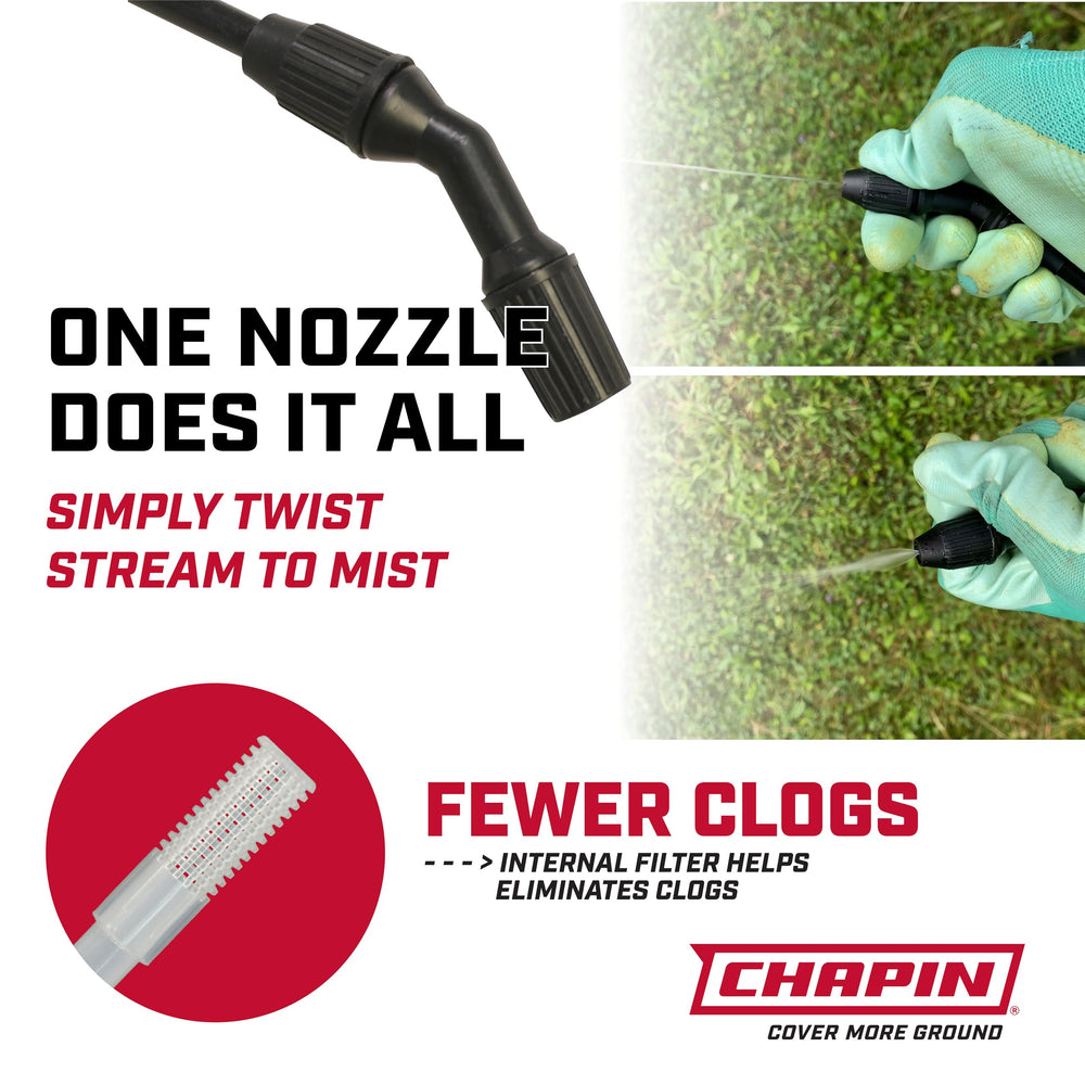 CHAPIN 12-inch wand with 34-inch hose demonstrating extended reach and precise application
