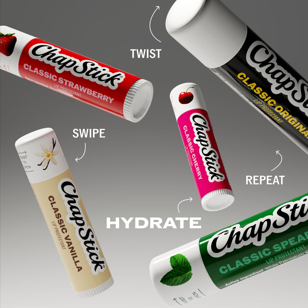 Escena doméstica con ChapStick sobre mesa, ChapStick cuidado diario en casa