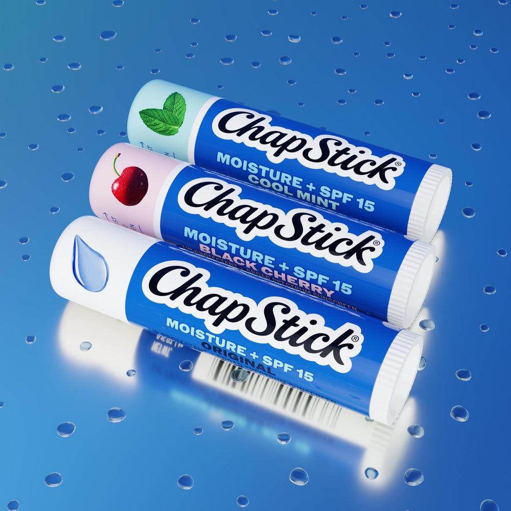 ChapStick ingredientes aloe y vitamina E resaltando propiedades humectantes