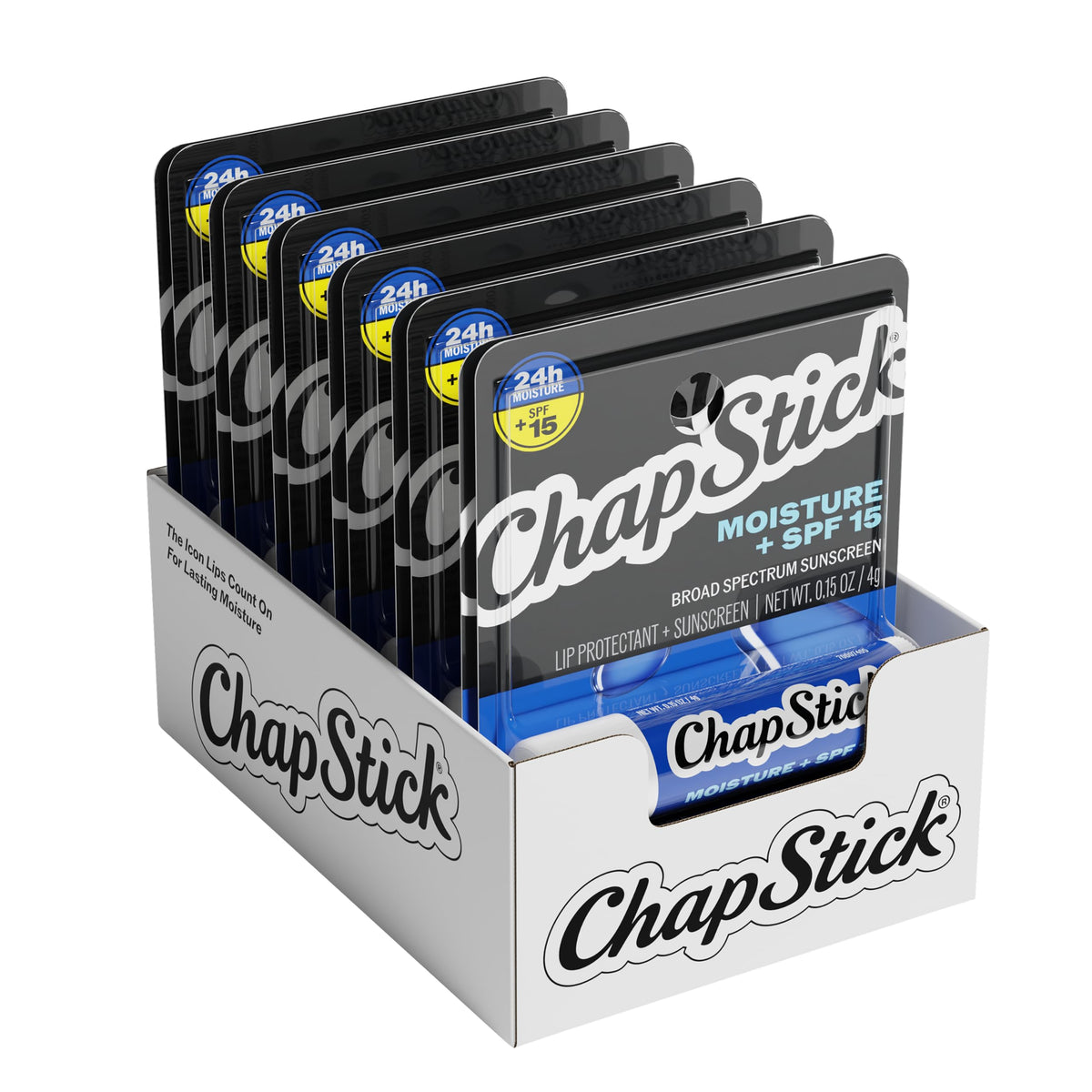 ChapStick frente del paquete mostrando el diseño y protección SPF 15
