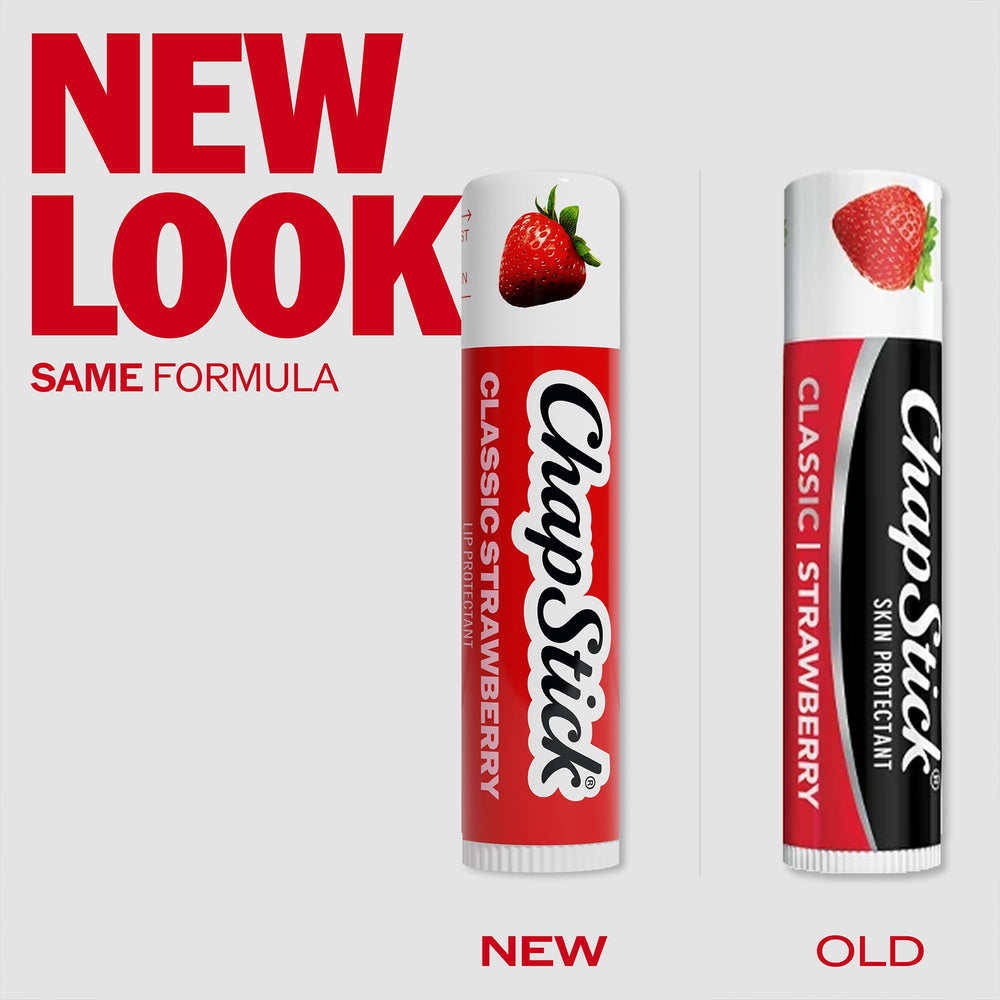 Pack de 12 ChapStick Classic Strawberry apilados listos para uso diario y ahorro