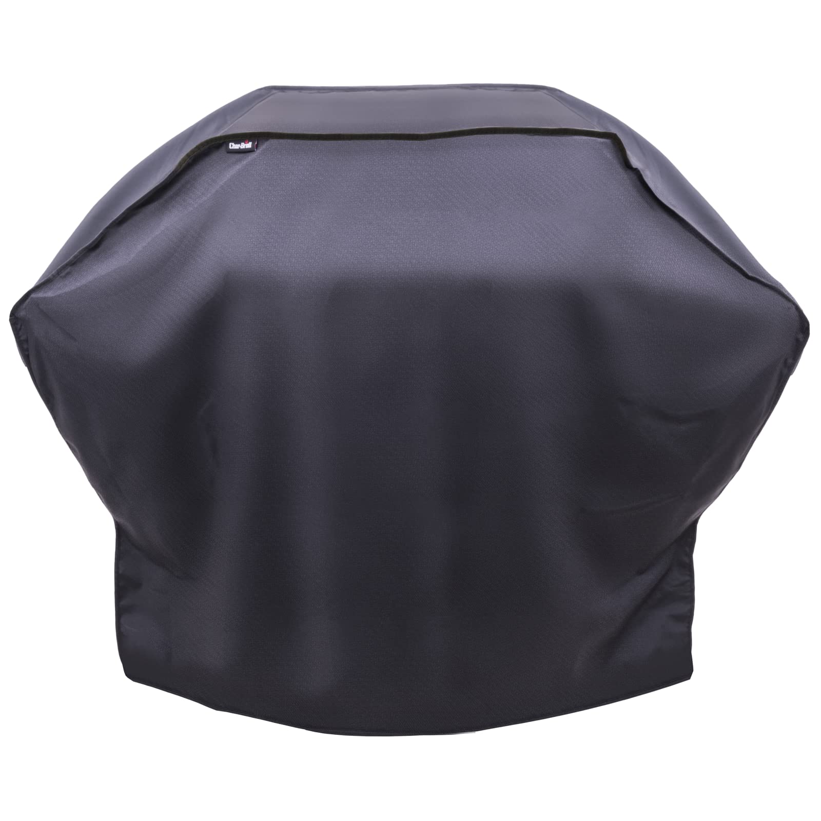 Charbroil front view of large black grill cover showing full protective fit and weather resistance