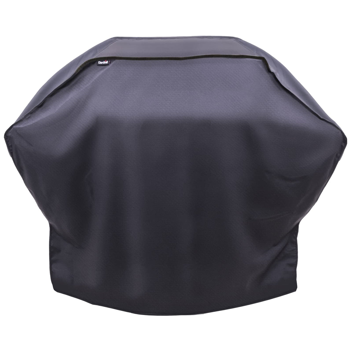 Charbroil front view of large black grill cover showing full protective fit and weather resistance