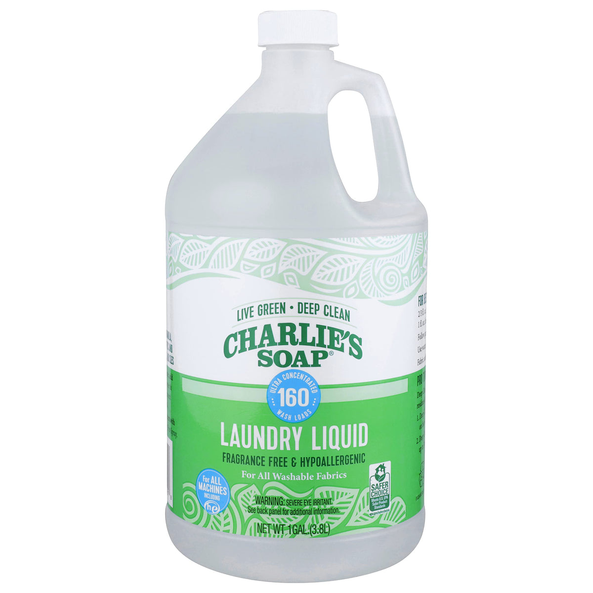 Charlie’s Soap frontal del envase mostrando capacidad y sin fragancia, ahorro por carga