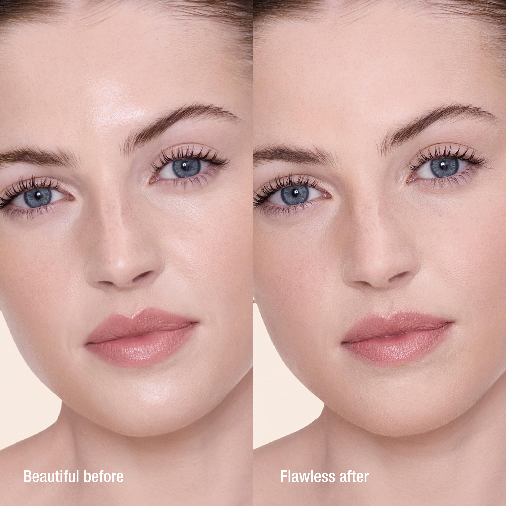 Aplicación con brocha Powder & Sculpt mostrando polvo Charlotte Tilbury fijando maquillaje
