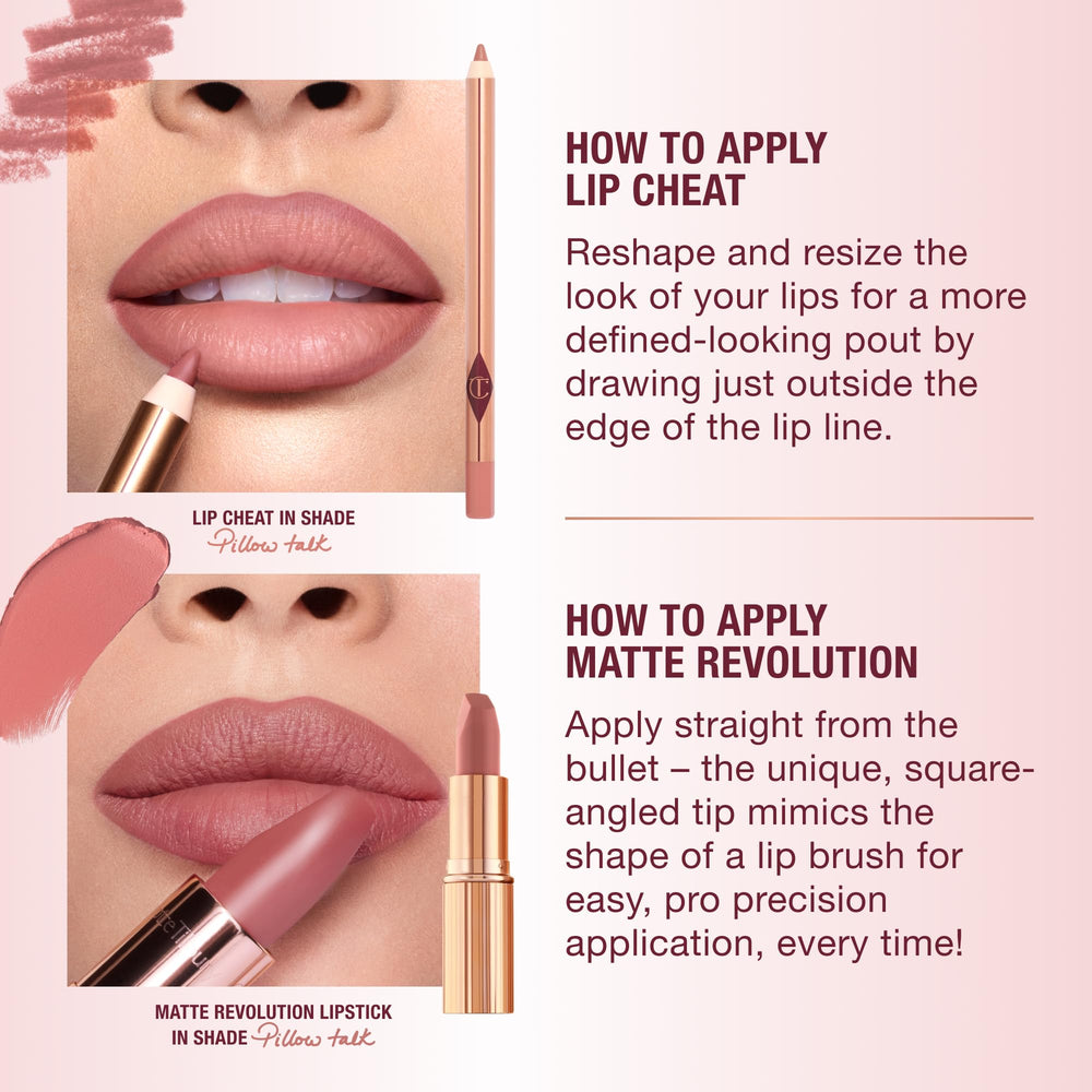 Charlotte Tilbury etiqueta con ingredientes destacando extracto del árbol del labial y vitamina E