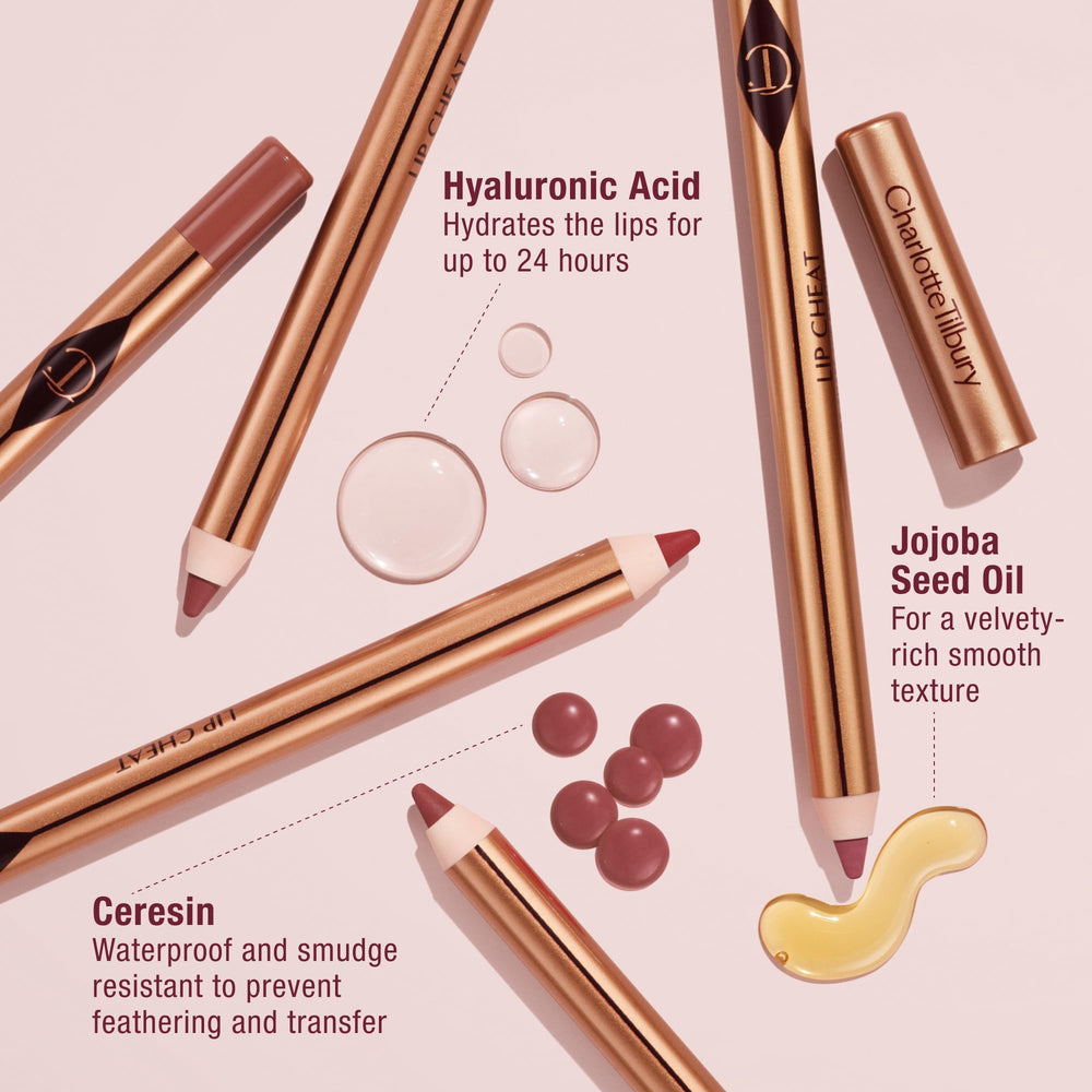 Charlotte Tilbury etiqueta con ingredientes y beneficios hidratantes visibles