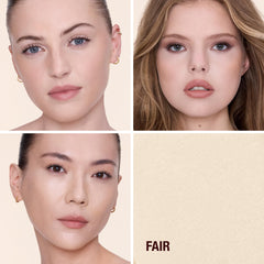 Textura microfina del polvo Charlotte Tilbury que difumina poros y ofrece acabado suave